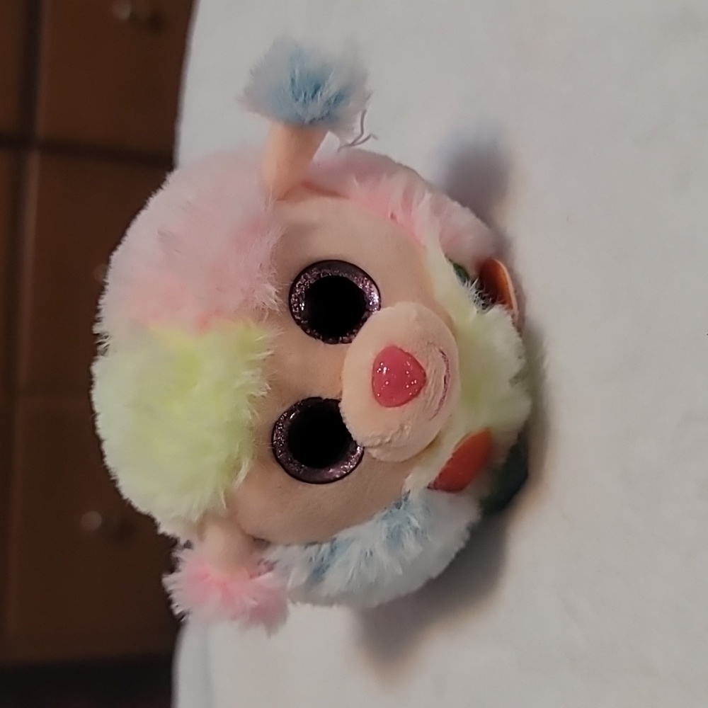Ty "Rainbow" the Poodle from the Puffies Beanie Baby Collection